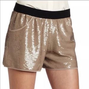 BCBG Beige Sequined Shorts Sz L-Excellent cond.